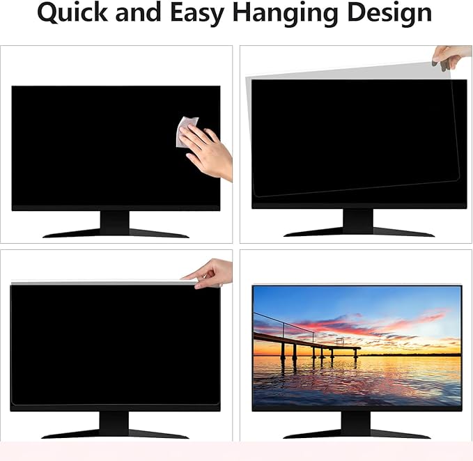 2 Pack Computer Privacy Screen Shield Compatible for 21.5/22 Inch 16:9 Widescreen Desktop Monitor - Anti Glare & Blue Light Filter - Hanging Design for Easy On/Off