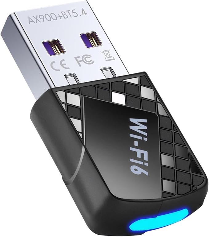 USB Wi-Fi Adapter,WiFi 6 & Bluetooth Adapter for Laptop PC - 900Mbps Wireless Dongle, 5G/2.4GHz Dual Band, Built-in Driver for Desktop/Laptop/PC,WPA3,BT5.4 Supports Windows 7/10/11