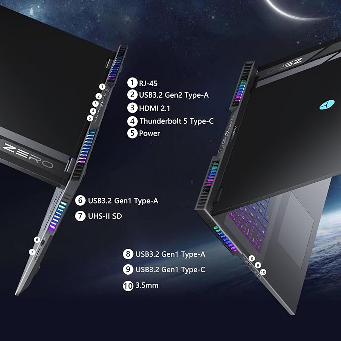 Thunderobot Zero 18 Pro 5070 Ti Gaming Laptop, 18" QHD+ 240Hz Hummingbird Display, Core Ultra 9 275HX, GeForce RTX 5070 Ti, 64GB DDR5, 2TB SSD, Per-Key RGB, FHD IR Camera, Wi-Fi 6E, Win 11 Home