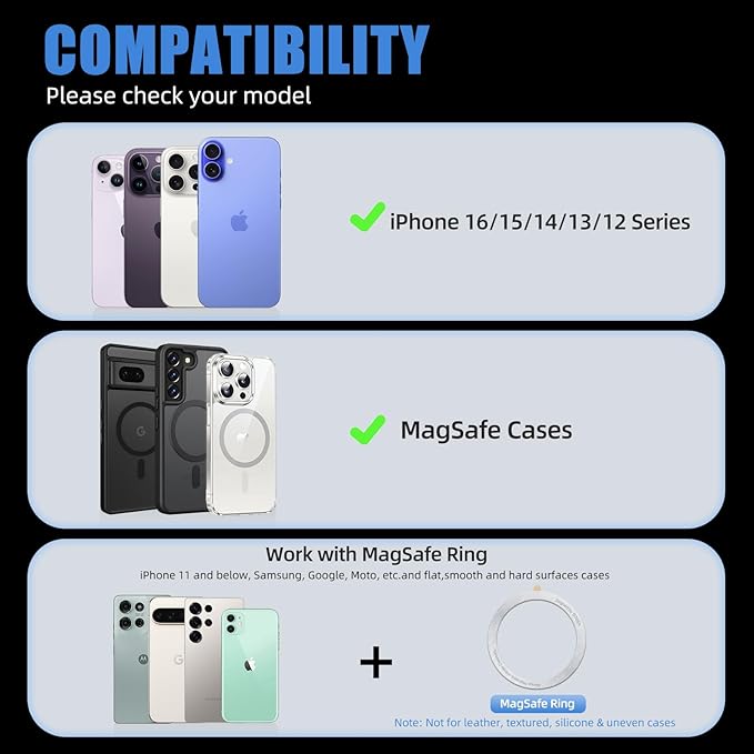 Phone Tripod Stand, Aluminum Alloy Mini Tripod Compatible with Magsafe iPhone 17/16/15/14/13/12 Series, Foldable Strong Magnetic Phone Stand, Mult-Angle Adjustment Selfie Stick