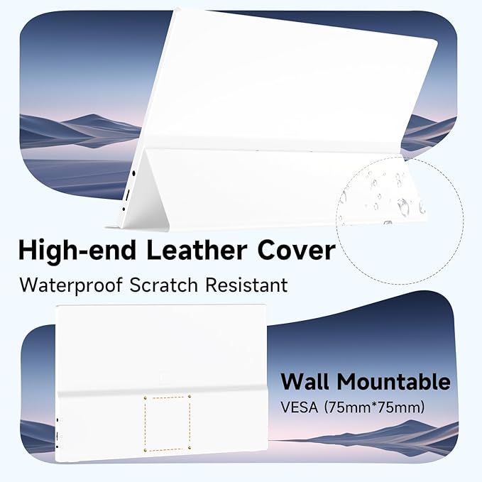 QAF 15.6 Inch Portable Monitor for Laptop, FHD 1080P USB-C HDMI 100% sRGB HDR IPS Display, Ultra-Thin Travel Second Screen Compatible with Laptop Mac PC Phone PS5 Xbo Switch, Built-in Speakers (White)