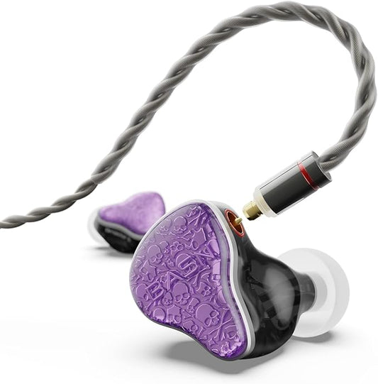BASN Bmaster5 in Ear Monitors, 1DLC Diaphragm+4BA 5 Drivers IEM Earphones with Silver-Plated OFC Cable, Noise Isolation Wired Earbuds for Musicians (Purple)