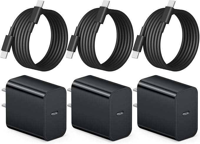 iPhone 17 16 15 Charger Fast Charging 3+3Pack Type C Charger USB C Chargers Block with 6FT Cable for iPhone Air/17/17 Plus/17 Pro/17 Pro Max/16/16 Plus/16 Pro/16 Pro Max/15/15 Pro Max/iPad Pro(Black)