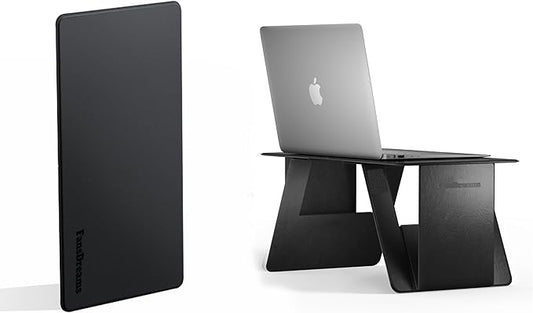 Foldable Laptop Desk Bed Computer Desk, FansDreams Pi Foldable and Portable Lap Desk, Portable Folding Lap Table, Standing Lightweight Travel Laptop Table for Study and Work (Black, Standard)