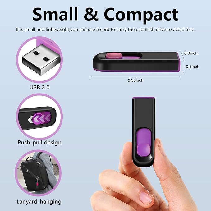 10 Pack 8GB USB Flash Drive, USB 2.0 Memory Stick Thumb Drive Pen Drives Jump Drive for Data Storage Multiple Colors