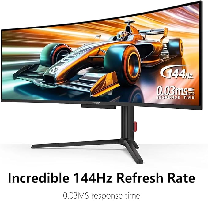 INNOCN 49" OLED Ultrawide Curved Gaming Monitor 5120 x 1440p 144Hz, 0.03ms, USB Type C 90W, HDMI 2.1, DisplayPort, USB Hub, Speakers, Adaptive-Sync, Adjustable Stand, Black
