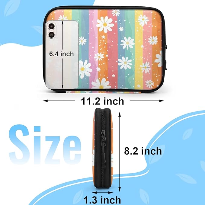 Rainbow Daisies Electronics Travel Organizer Case, Tech Accessories Cable Storage Bag for Cords, Charger, Phone, Hard Drive
