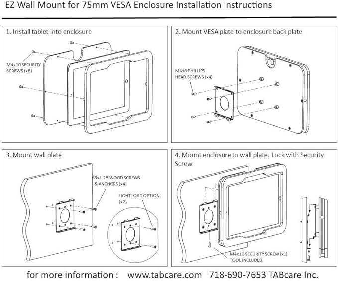 TABcare Security Anti-Theft Acrylic VESA Enclosure for Samsung Galaxy 9.7" Tablet with Wall Mount Kit (Clear, TAB S2 9.7)