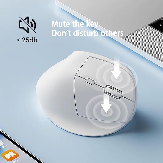 Ergonomic Vertical Mouse Wireless, Rechargeable Ergo Mouse for Carpal Tunnel Relief, 3200DPI Adjustable, 6 Buttons for PC/Laptop/Mac/Windows (Black)