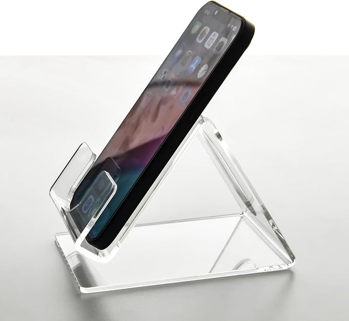 Acrylic Cell Phone Stand, Portable Clear Phone Stand for Desk, Compatible with iPhone 17 16 15 14 13 Pro Max Mini 12 11 Plus SE, Switch, Android Smartphone, Pad, Tablet, Desk Accessories