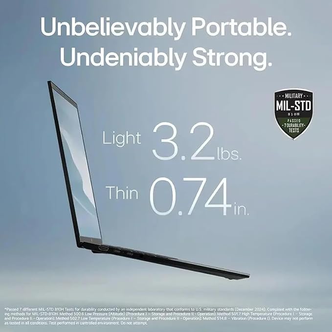 LG Gram 17 2025 Touchscreen Laptop Copilot + PC, Intel Ultra 7 Series 2 258V(Up to 4.8GHz), 17" WQXGA Display, 32 GB LPDDR5X RAM, 8 TB SSD, Intel Arc Graphics, Wi-Fi 7, Windows 11 Pro, w/Accessories