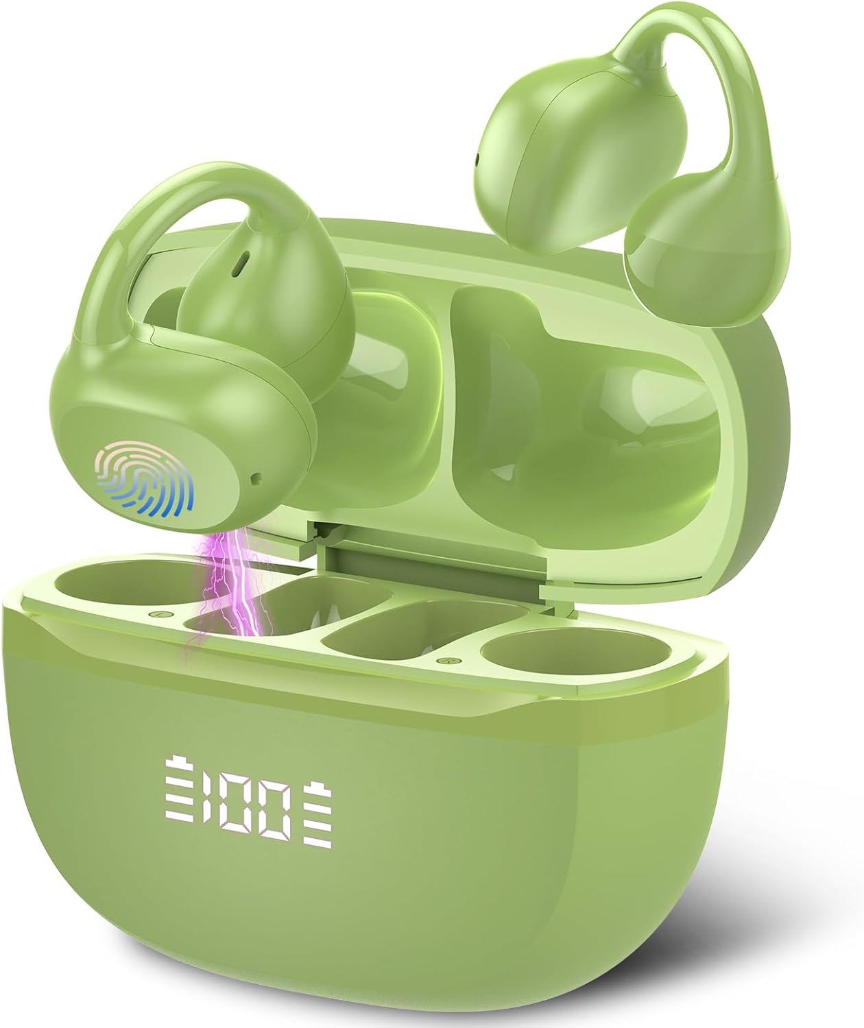 Open Ear Earbuds,Wireless Earbuds Bluetooth 5.4 Ergonomic Clip-On Ear buds, Bone Conduction Over The Ear Headphones 48H Playtime, Perfect Running Headphones for Sports IPX7 Waterproof Touch Controls