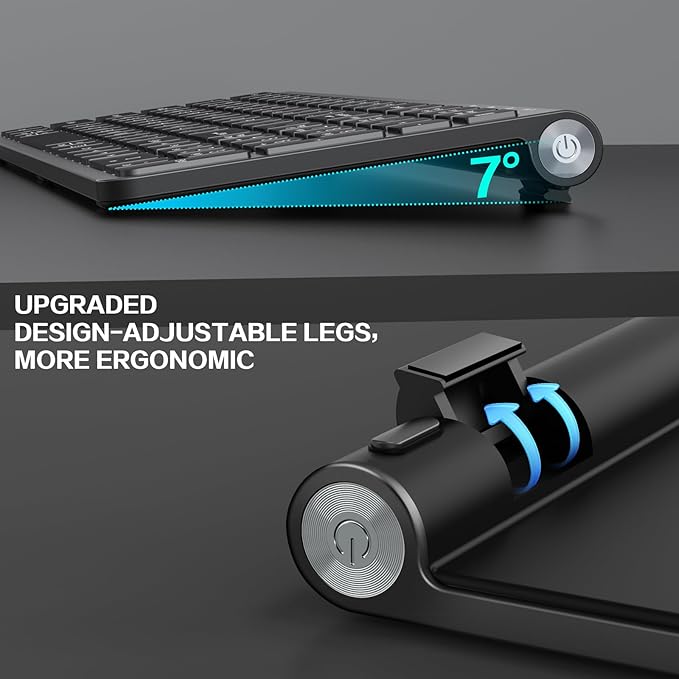 JOYACCESS Wireless Keyboard, 2.4G Ergonomic and Slim Wireless Keyboard with USB & Type C, Full Size and Portable Design for Computer/Laptop/Windows/Mac-Black