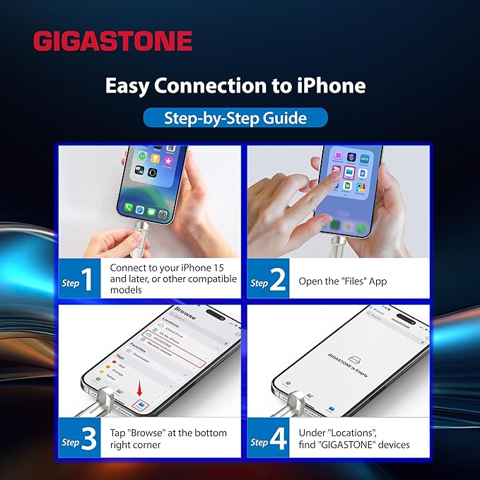 Gigastone Duo Pro Flip USB-A+C 512GB (2-Pack) Dual External Portable SSD 500MB/s Supports Apple 4K 60fps ProRes HDR Video Recording USB3.2 Gen 2 for iPhone 16 PS5 Mac iPad Laptop Android