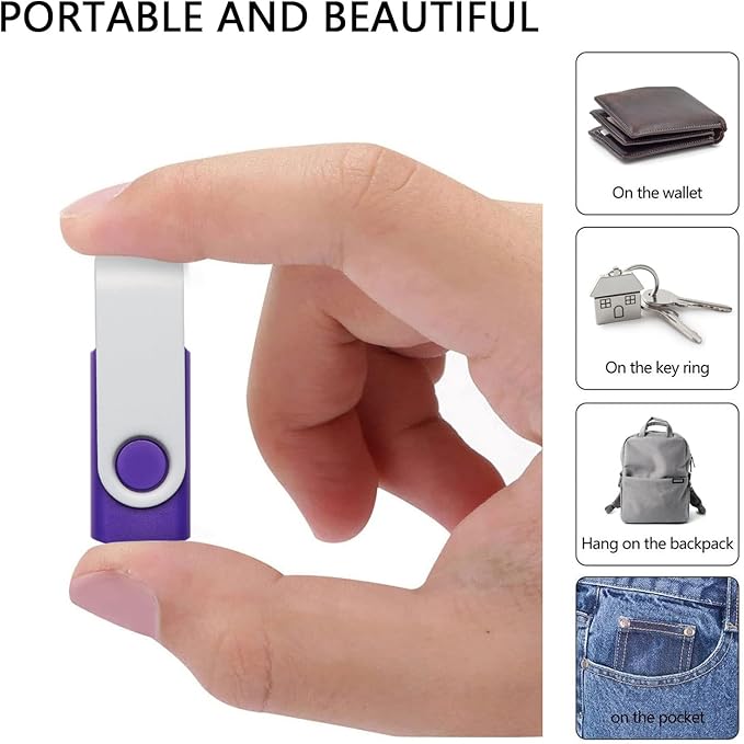 10 Pack 4GB USB Flash Drives in 5 Random Colors USB 2.0 Wholesale Lot Bulk Memory Sticks (10 Pack, 4GB)