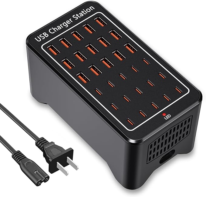 USB C Charging Station，150W 30 Ports USB C Charger【15USB-C + 15USB-A】, Multiple Devices Charger Compatible with Samsung/iPhone/iPad/Google Pixel/Tablets and Other USB Electronics