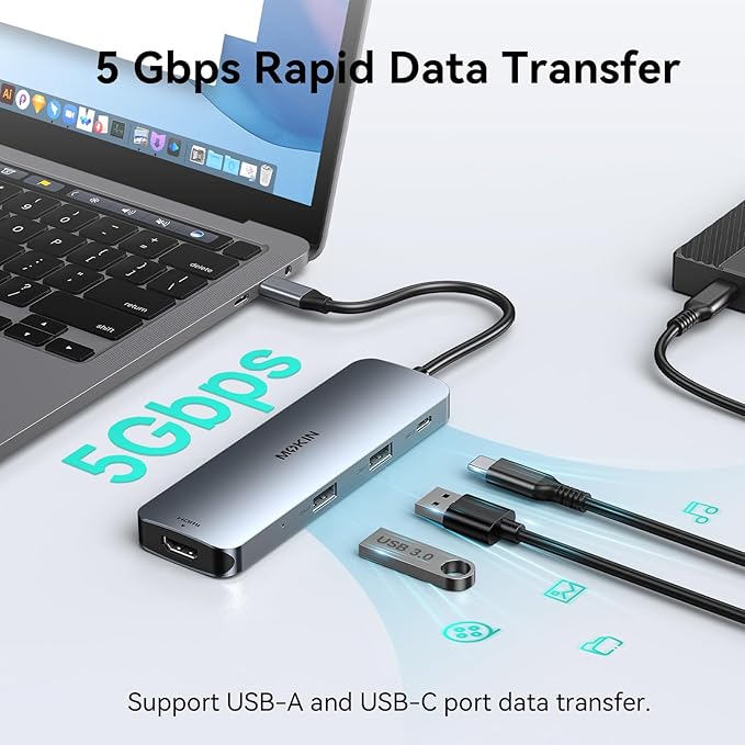 USB C Video Docking Station Dual Monitor, USB C Dongle, Laptop Docking Station with 4K HDMI, 3 USB 3.0,SD Card Reader,100W PD Charging USBC Hub Multiport Adapter, Laptop Dock for HP/Dell/ASUS