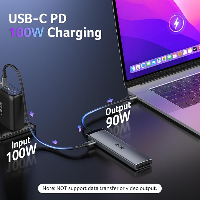 Acer 8 in 1 USB C Hub 10Gbps, USBC to HDMI Adapter 4K@60Hz, 2×USB-C 3.2, 2×USB A 3.0 Data Transfer, 100W PD Port Type C Multiport Splitter with SD/TF Card Reader, for Laptop, PC, Desktop, iPad Pro
