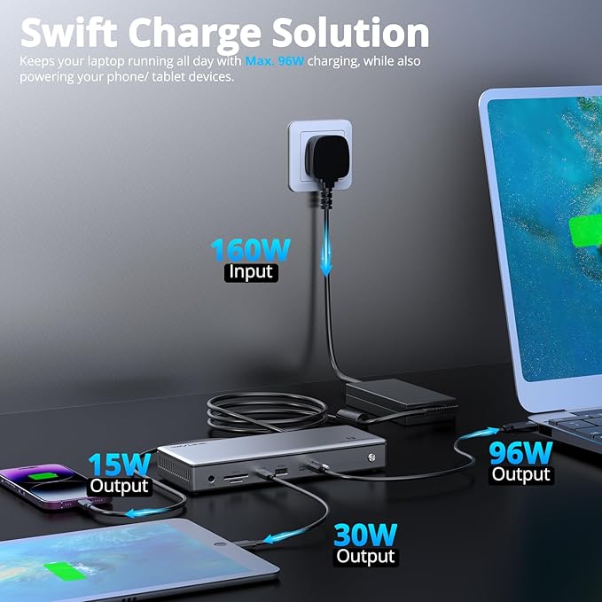 WAVLINK Thunderbolt 4 Hub with Dual HDMI 4K@60Hz,100W Charging, Thunderbolt Certified, 13-in-1 Thunderbolt 4 Dock Dual Monitor Single 8K Output for Windows or Mac, 4X USB, 2.5G Ethernet,SD/MicroSD