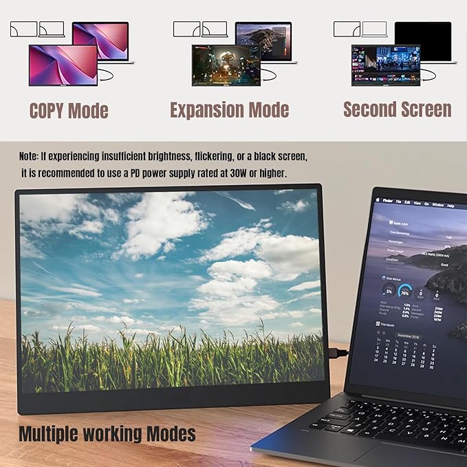 14" Portable Monitor Ultra-Slim 3000 * 2000P LTPS/ 3K HDR,Bracket Laptop Screen Extender, HDMI/Type C Port Second Screen for Laptop/PC/Mac/Phone/Xbox/PS4/Switch