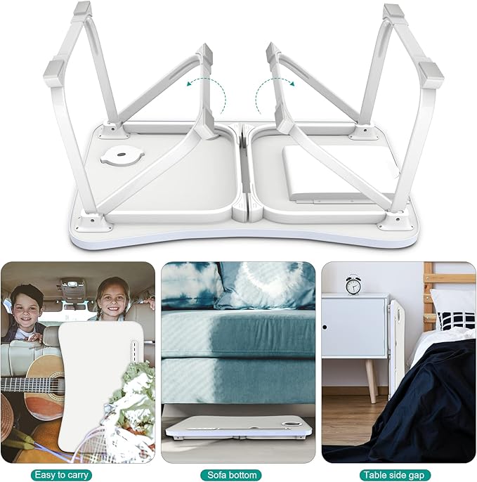 Fayquaze Laptop Bed Desk, Portable Foldable Lap Bed Table with USB Charge Port Storage Drawer and Cup Holder,Lap Desk Laptop Stand Tray Table Serving Tray for Eating, Reading and Working