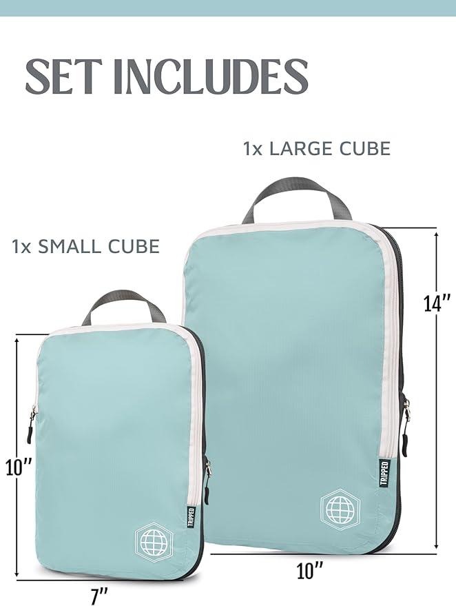 Compression Packing Cubes Set for Travel - Lightweight, Durable Clothes Organizer for Carry-On Luggage and Suitcases by TRIPPED Travel Gear