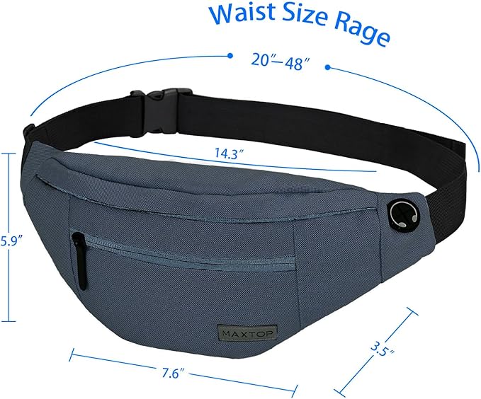 MAXTOP Large Crossbody Fanny Pack with 4-Zipper Pockets,Gifts for Enjoy Sports Festival Workout Traveling Running Casual Hands-Free Wallets Waist Pack Phone Bag Carrying All Phones