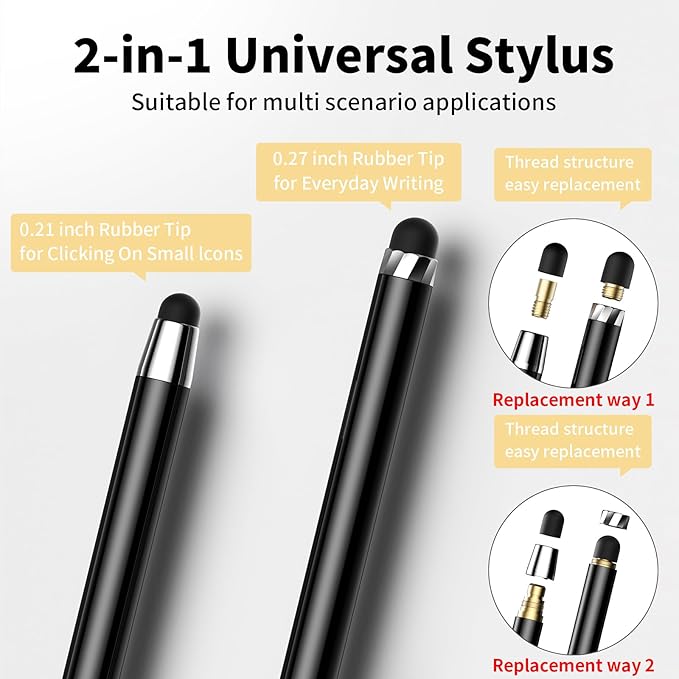 10 PCS Stylus,Stylus Pen for Touchscreen,Stylus 2-in-1 High Sensitivity & Precision Suitable for Touch Screens of iPhone/ipad/Android Tablets(10 Stylus Pen Gold/Black + 20 Tips)