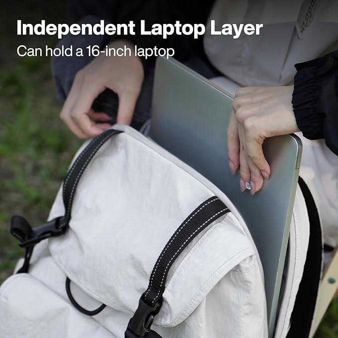 mixi Travel Backpack for Women Men, 18 Inch Carry On Laptop Backpack Flight Approved fits 16'' Laptop, Lightweight Waterproof Hiking Backpack Travel Outdoor Business Casual Daypack, Light Gray