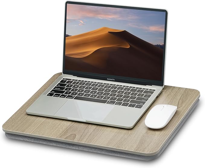 Portable Lap Laptop Desk with Pillow Cushion, Fits up to 15.6 inch Laptop, Lap Stand for Bed & Couch & Carpet, Book Tablet/Drawing Board/Computer Laptop Stand - Black Wood