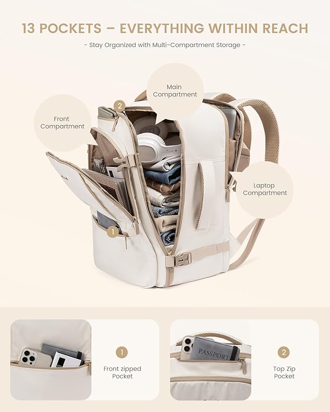 LOVEVOOK Travel Backpack for Women & Men, 50L Large Carry On Backpack Airline Approved, TSA Personal Item Weekender Bag, Water Resistant Laptop Backpacks with 3 Packing Cubes for Travel Essentials