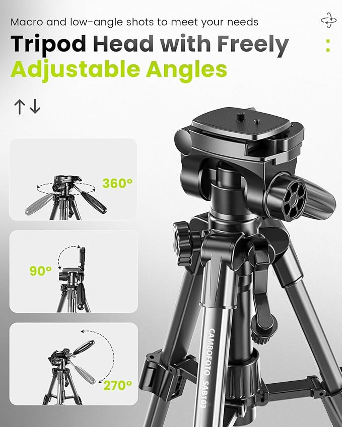CAMBOFOTO 30"-Camera-Tripod, Porfessional Aluminum Heavy Duty Tripod Stand for Mirrorless Camera/DSLR/Cell Phone/Camcorder, with Holder and Travel Bag (Weight 1.5Lb, Max Load 15 Lb)