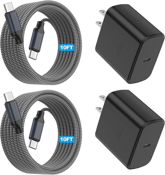 2Pack 45W Samsung Super Fast Charger Type C,10FT Type C Charging Cord with USB C Samsung Charger 10Foot USB C-C Cable for Sam sung Galaxy S25/S24+/Ultra/S22/S21/S20,iPhone17 Air/16/15 Pro,Pro Max,Plus