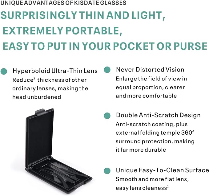 Case Upgrade Ultra-light and Thin Foldable Reading Glasses Folding Readers for Men Women Compact Portable Rectangle Eyewear Case (Black, 3.5)