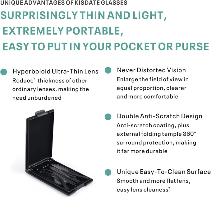 Case Upgrade Ultra-light and Thin Foldable Reading Glasses Folding Readers for Men Women Compact Portable Rectangle Eyewear Case (Black, 2.75)