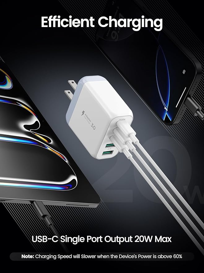 USB C Charger Block,EIZLXQ [2-Pack] Type C Charger Fast Charging,50W 5-Port USB Wall Chargers Multiport Type C Charging Cube for iPhone 17/16/15/14/13/12/11 Pro Max XS,iPad,Samsung&More-3C2A-White