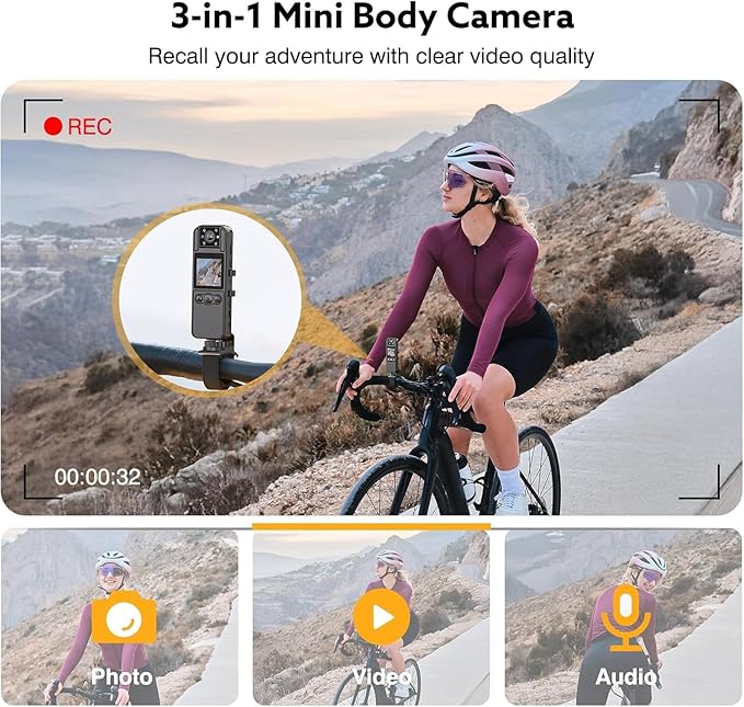 Z11 4K Body Camera with Audio and Video Recording, 256GB Small Body Cam with 180° Rotating Lens, 6HR Battery & Night Vision, Wearable Camera for Pet, Home, Office, Security Police Law Enforcement