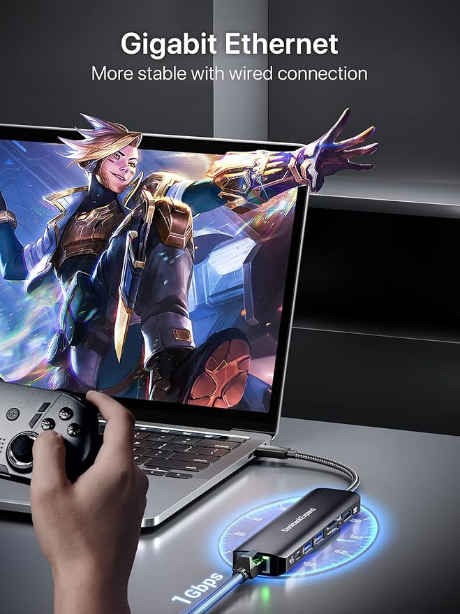 USB C Hub Multiport Adapter, DockteckExpand USB C Dongle 7 in 1 with 4K 60Hz HDMI Port, 1Gbps Ethernet, 100W PD, 2 USB 3.0 Ports, SD/TF Card Reader for MacBook iPad HP Dell XPS and More