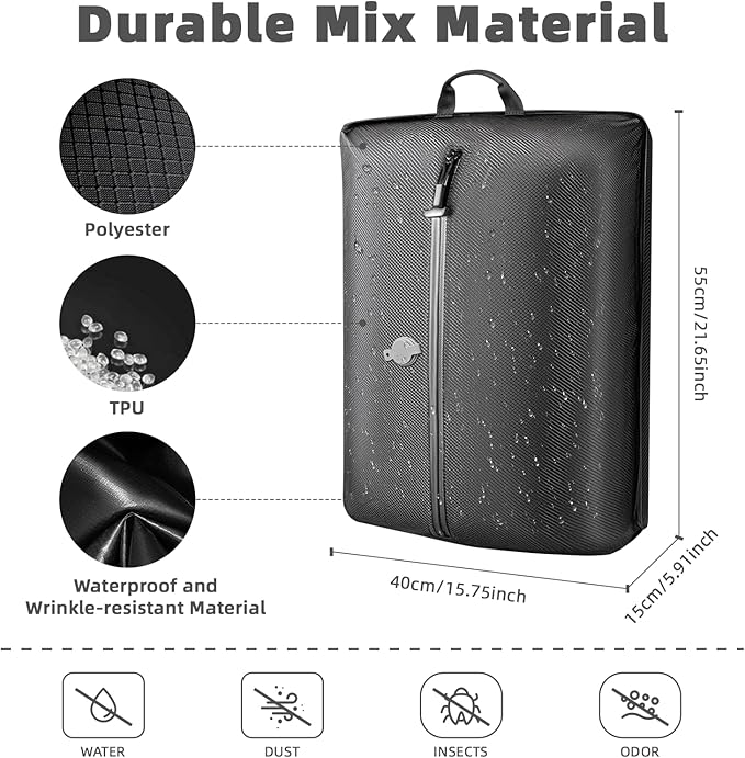 Luvan Travel Vacuum Bags for Luggage, Reusable Space Saver 33L Compression Clothing Packing Storage Organizer Cube for Carry On Suitcases and Backpack, IP67 Waterproof (1PC No Pump)