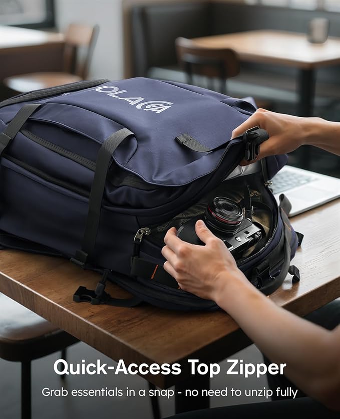 Tolaccea Travel Laptop Backpack, TSA Friendly Flight Approved Carry-on Business Rucksack Work Backpack with Extra Toiletry Bag, Dual Storage for 17.3" Laptop and 12.9" Tablet, 40-45L Expandable