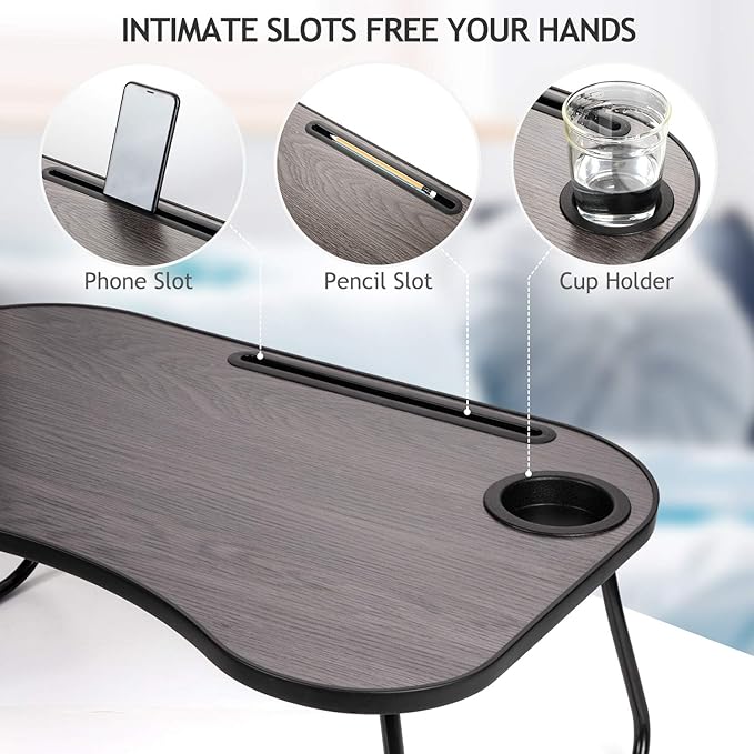 LORYERGO Lap Desk for Laptop, Laptop Lap Desk with Slot for Phone & Tablet, Lap Table for Bed, Suitable as Breakfast Tray, Writing Desk, Drawing Table for Floor & Bed