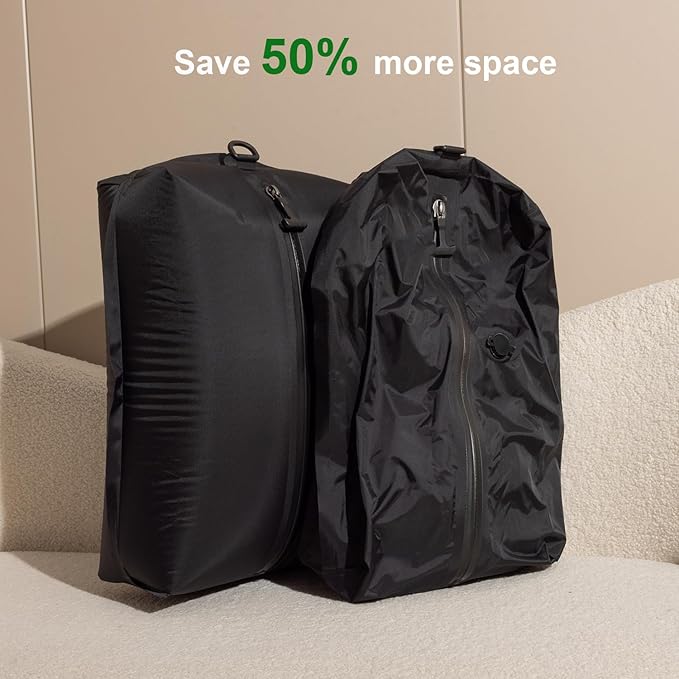 34L Vacuum Bags for Travel Luggage with Pump, Reusable Space Saver Waterproof Compression Bags for Suitcase,Backpack, Vacuum Seal Packing cube for Storage Organizer Cloth(1bag+1pump-34L)