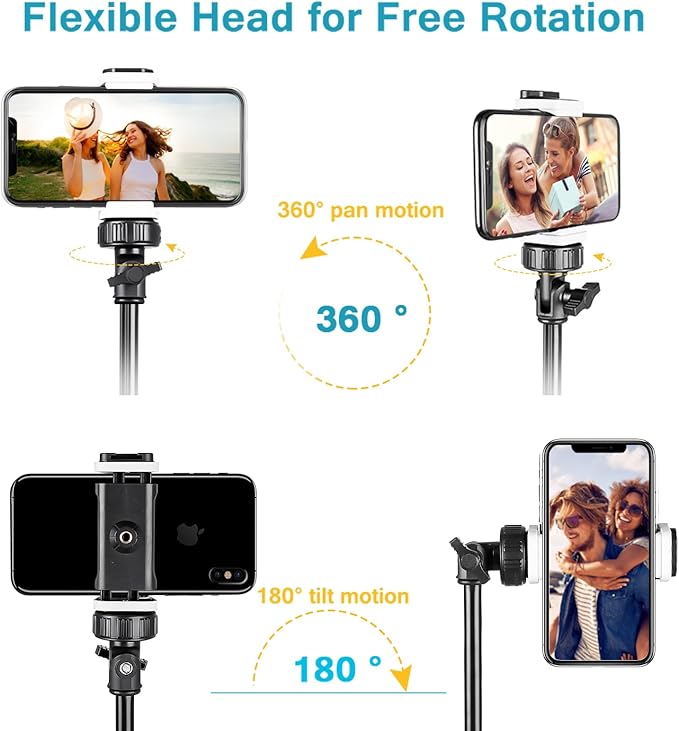 Aureday 67" Phone Tripod, Extendable Cell Phone and Camera Tripod Stand with Wireless Remote & Phone Holder, Aluminum Selfie Stick Tripod