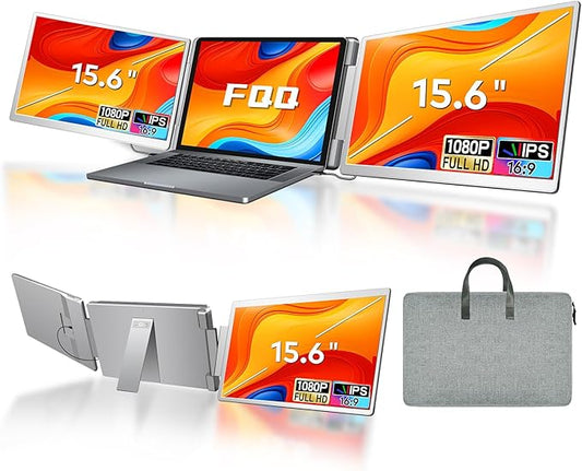 Laptop Screen Extender, 15.6-inch FHD 1080P IPS Triple Screen Portable Monitor Extender 12–18.5 inch, Portable Laptop Extended Monitor Compatible with Windows and MacBook