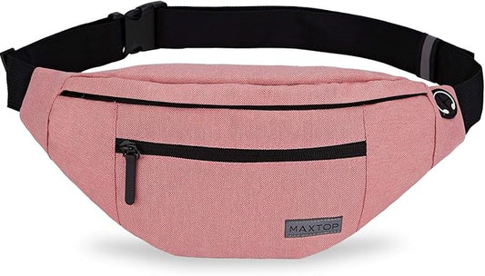 MAXTOP Large Crossbody Fanny Pack with 4-Zipper Pockets,Gifts for Enjoy Sports Festival Workout Traveling Running Casual Hands-Free Wallets Waist Pack Phone Bag Carrying All Phones