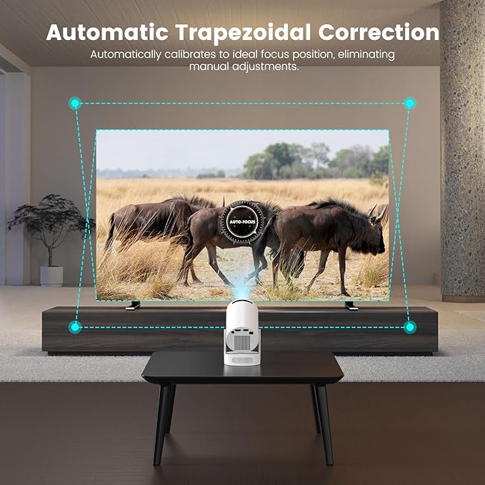 Mini Projector,Support 4K with Bluetooth 5.4 WIFI6, 5watt Sound Base Speaker,160 ANSI, Android 11,210° Rotation, Auto Keystone Correction Video Projector HY300 ULTRA