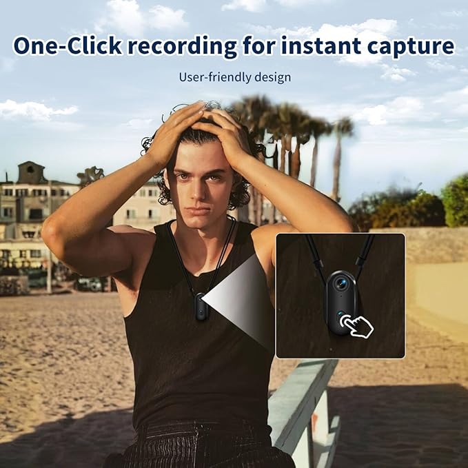 4K Mini Body Camera, Wearable Action Body Cam, Sports Action Camera，Thumb Size Hands-Free Recording Body Worn Camera, Premium Portable Camcorder Mount Anywhere for Work, Travel,Fishing(Black-128G)