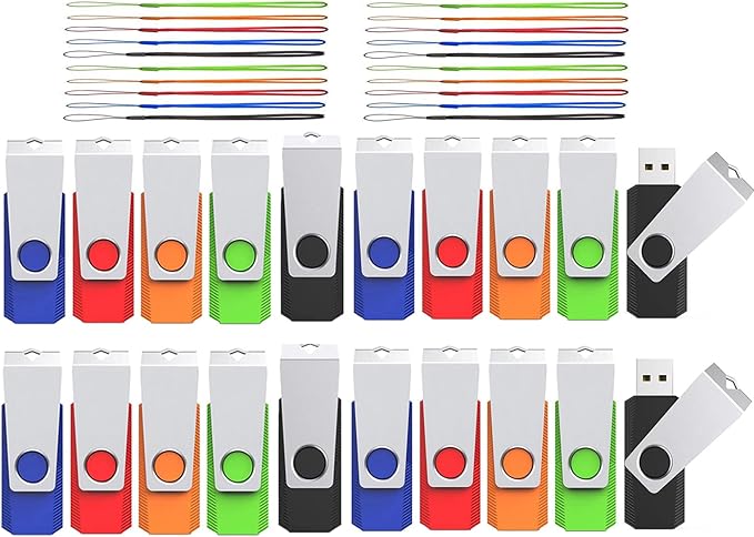 16GB Flash Drive 20 Pack, Wooolken USB 2.0 Memory Stick Thumb Drive Jump Drive USB Drive for Data Storage and Backup (Mixed Colors)