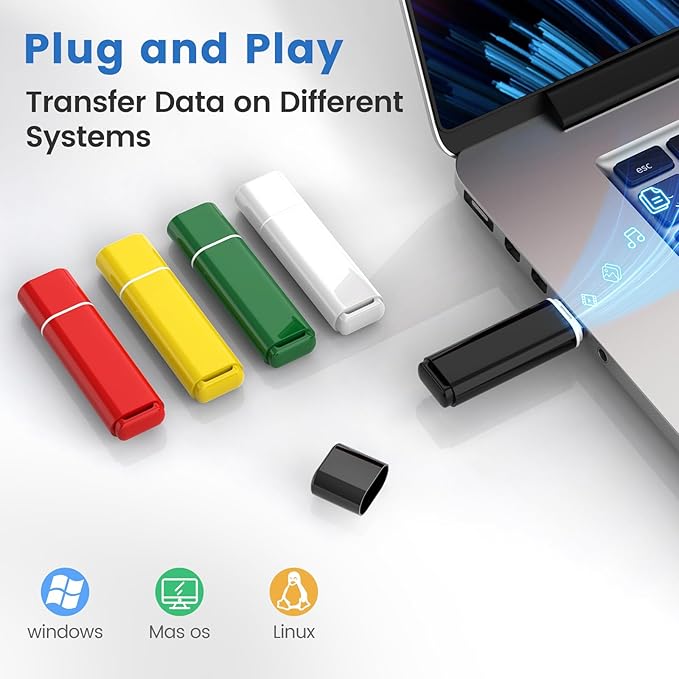 ABLAZE 2GB USB 2.0 Flash Drives 5 Pack with Type C Adaters, Thumb Drives 2GB USB Sticks Memory Sticks Pendrives for PC/Smartphones/Computer