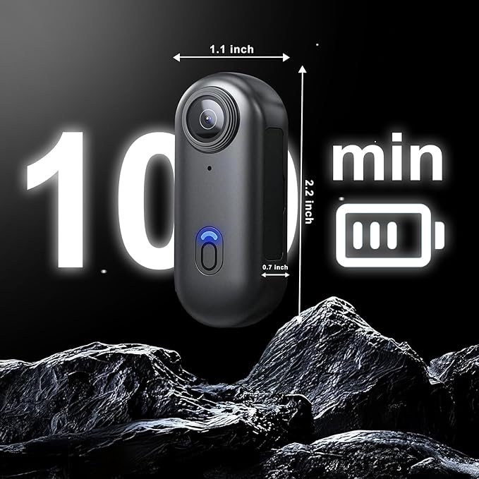 4K Thumb Action Camera | 128G Sports Camera for POV Photoshooting: Waterproof Sports Camera The Size of a Thumb Suitable for Running Cycling Swimming Hiking Adventure Etc (White)